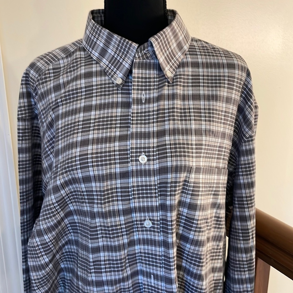Daniel Cremieux men’s dress shirt xxl. tan, grey, blue. EUC